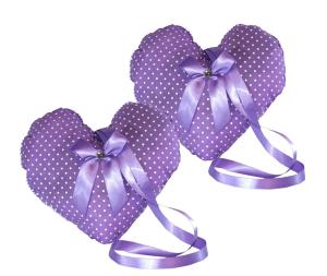 Handmade Design - Lavendelkissen - Duftkissen - Zierkissen mit echtem Lavendel (Herz - Lila - zum Hängen, 23 x 24 cm - 2er Set)