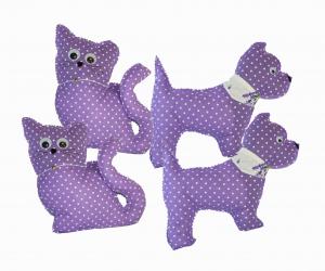 Handmade Design - Lavendelkissen - Duftkissen - mit echtem Lavendel (Katze Hund - Lila, 17 x 23 cm 23 x 19 cm - im 2er Set)