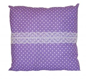 Handmade Design - Lavendelkissen - Duftkissen - Zierkissen mit echtem Lavendel (Lila - Punkte mit Spitzenband, 35 x 35 cm)