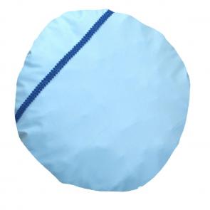 "PREMIUM ZIRBENKISSEN" - 40 cm rund - exklusiver Überzug mit blauer Bordüre - gefüllt mit naturreinen Zirbenflocken aus den österreichischen Alpen
