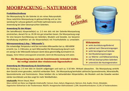 MOORPACKUNG bei beanspruchten Gelenken, unreiner Haut, als Gesichtsmaske, Fertigpackung für zuhause; (750 ml)