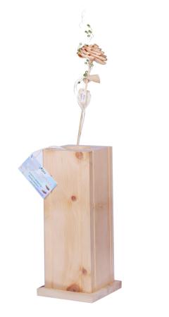 Zirben-Duft-Vase - Zirbenduftsäule/Blumenvase 30x11 cm mit Zirbenrose 60 cm/Blüte 11 cm - Handarbeit - in Geschenksverpackung