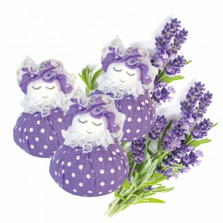 Handmade Design - Lavendelsäckchen - Duftsäckchen - Duftkissen - Lavendelkissen mit echtem Lavendel (Puppe 20 g Lavendel - 3er, 7 x 9 cm)