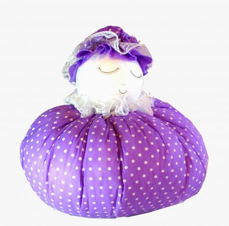 Handmade Design - Lavendelkissen - Duftkissen - Zierkissen mit echtem Lavendel (Puppe groß - Lila, 21 x 21 cm)