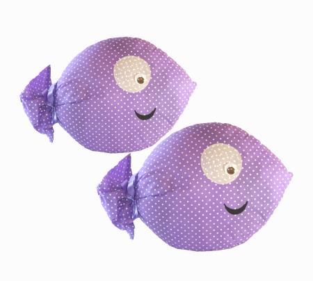 Handmade Design - Lavendelkissen - Duftkissen - mit echtem Lavendel (Fisch groß - Lila, 27 x 43 cm - 2er Set)