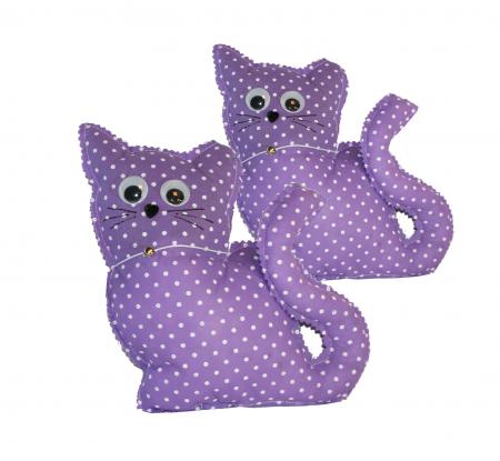 Handmade Design - Lavendelkissen - Duftkissen - mit echtem Lavendel (Katze - Lila, 17 x 23 cm - 2er Set)