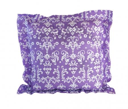 Handmade Design - Lavendelkissen - Duftkissen - Zierkissen mit echtem Lavendel (Lila - Design weiß, 33 x 33 cm)
