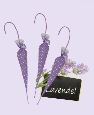 Handmade Design - Lavendelsäckchen - Duftsäckchen - Duftkissen - Lavendelkissen mit echtem Lavendel (Schirm - Lila - 3er, 6 x 46 cm)