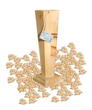 Zirben-Blumen-Vase - 40 x 11 cm - Handarbeit aus Zirbenholz mit Zirbenflocken im Organzabeutel