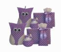 Handmade Design - Lavendelsäckchen - Duftsäckchen - Duftkissen - Lavendelkissen mit echtem Lavendel (4er-Set: lila Eule - Puppe - Kissen - Säckchen, 2 x Set)